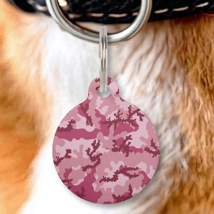 Pink camouflage pet ID tag