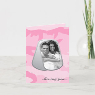 Pink Camouflage Photo in Dog Tags Card