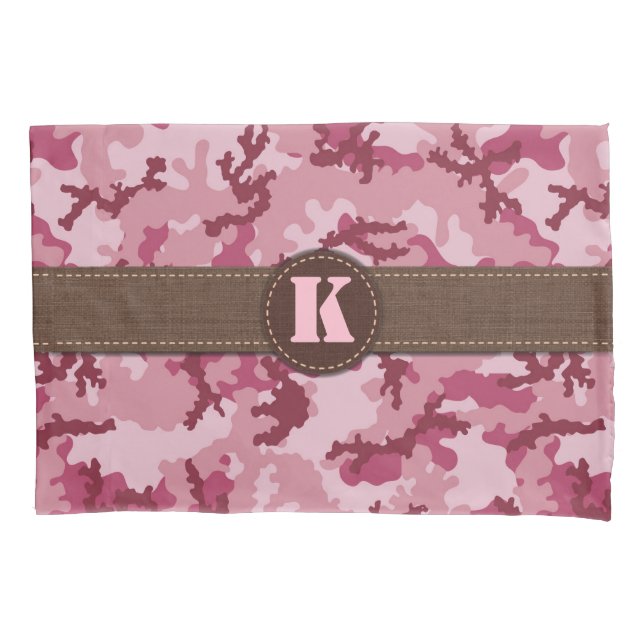 Pink camouflage pillow case (Front)