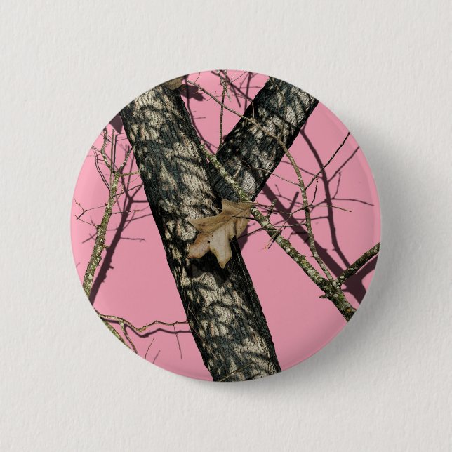 Pink Camouflage Pinback Button (Front)
