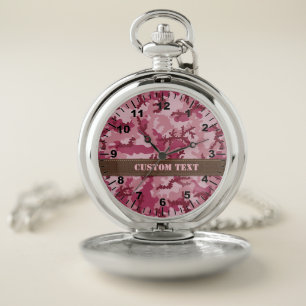 Pink camouflage pocket watch
