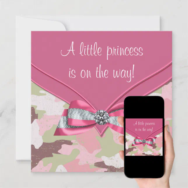 Pink Camouflage Princess Baby Shower Invitation (Downloadable)