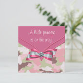 Pink Camouflage Princess Baby Shower Invitation (Standing Front)