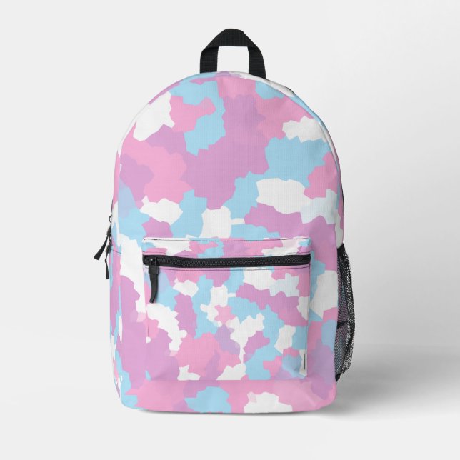 Pink Camouflage Printed Backpack (Front)