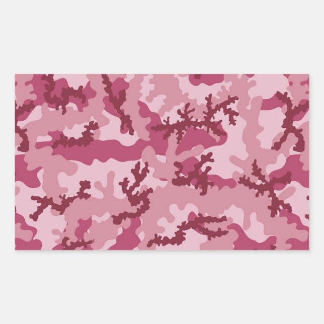 Pink camouflage rectangular sticker (Front)