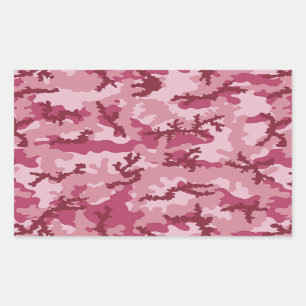 Pink camouflage rectangular sticker