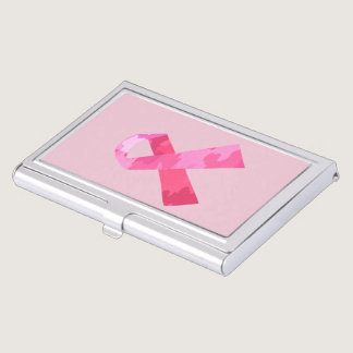 Pink Camouflage Ribbon Business Card Holder