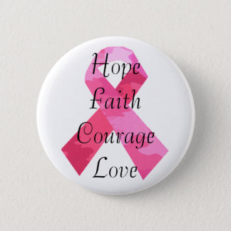 Pink Camouflage Ribbon Faith Button