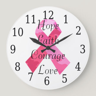 Pink Camouflage Ribbon Faith Clock