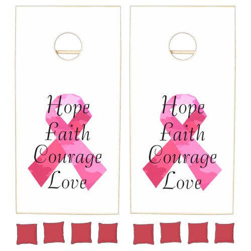 Pink Camouflage Ribbon Faith Cornhole Set