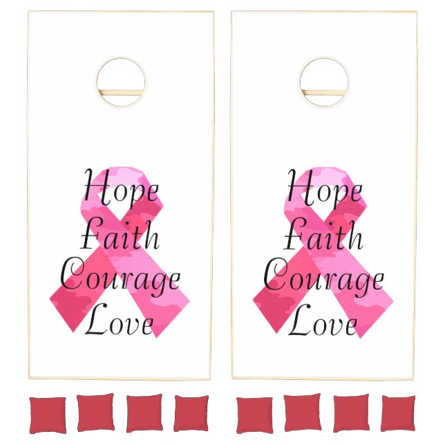 Pink Camouflage Ribbon Faith Cornhole Set (Set)