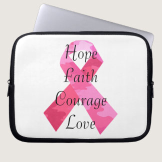 Pink Camouflage Ribbon Faith Laptop Sleeve