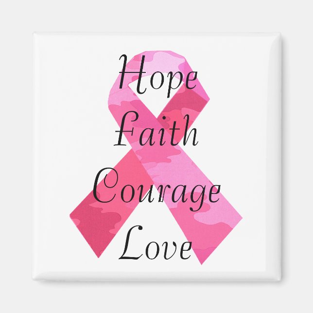 Pink Camouflage Ribbon Faith Magnet (Front)