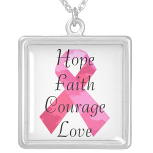 Pink Camouflage Ribbon Faith Necklace