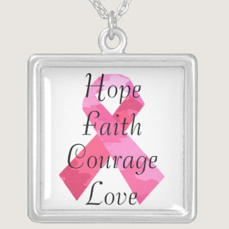Pink Camouflage Ribbon Faith Necklace
