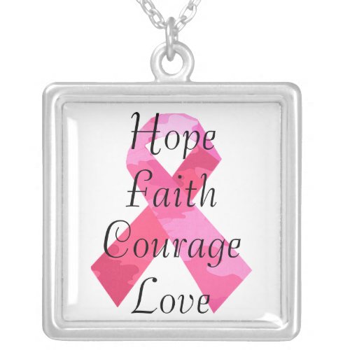 Pink Camouflage Ribbon Faith Necklace