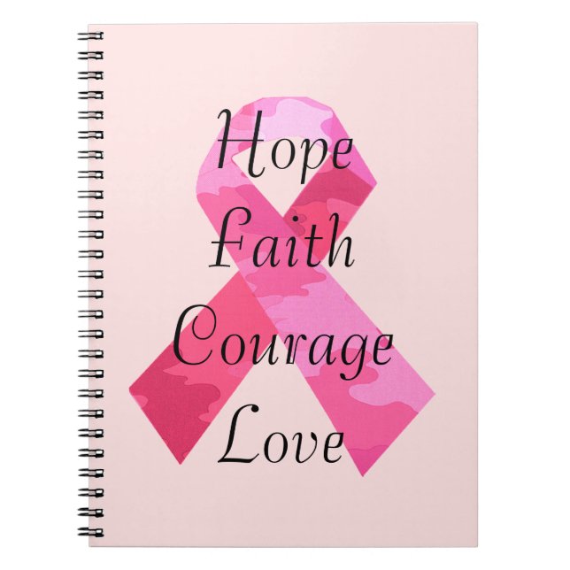 Pink Camouflage Ribbon Faith Spiral Notebook (Front)