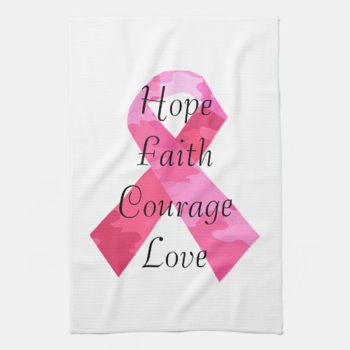 Pink Camouflage Ribbon Faith Towel