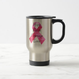 Pink Camouflage Ribbon Faith Travel Mug