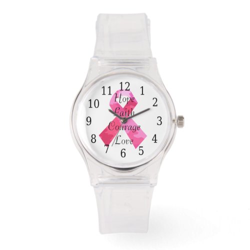 Pink Camouflage Ribbon Faith Watch