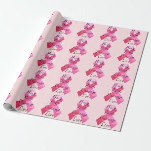 Pink Camouflage Ribbon Faith Wrapping Paper