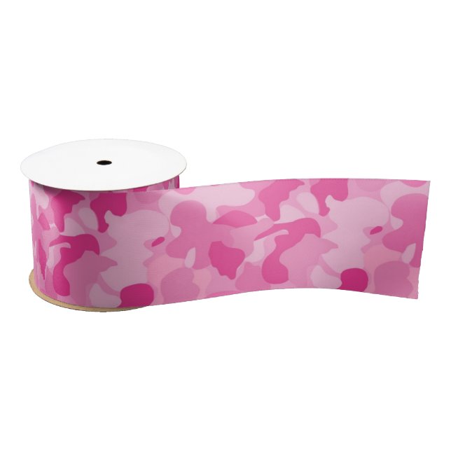 Pink Camouflage Satin Ribbon (Spool)