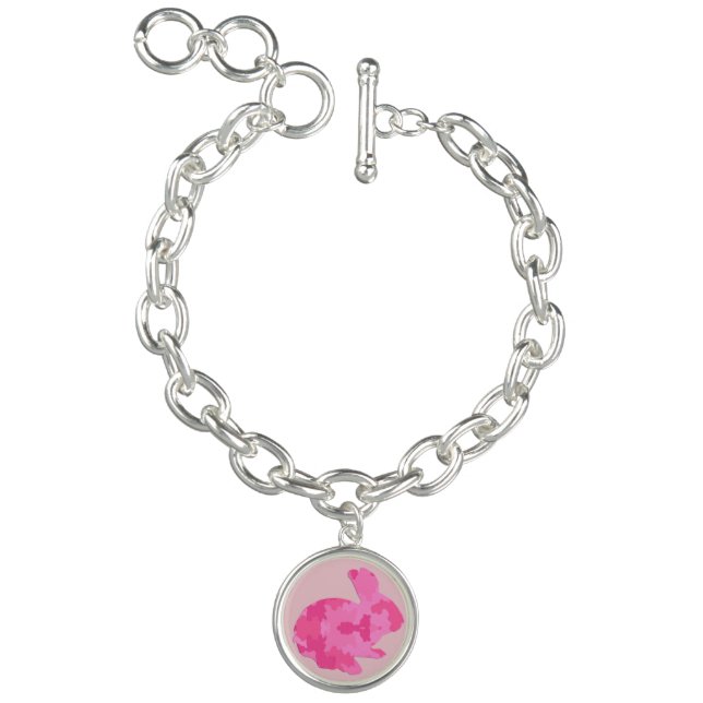 Pink Camouflage Silhouette Bunny Charm Bracelet (Product)