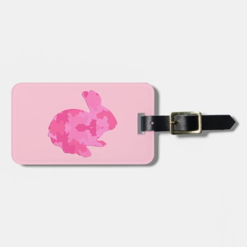 Pink Camouflage Silhouette Bunny Luggage Tag