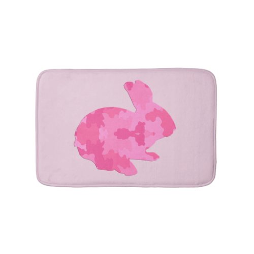Pink Camouflage Silhouette Bunny Rabbit Bath Mat