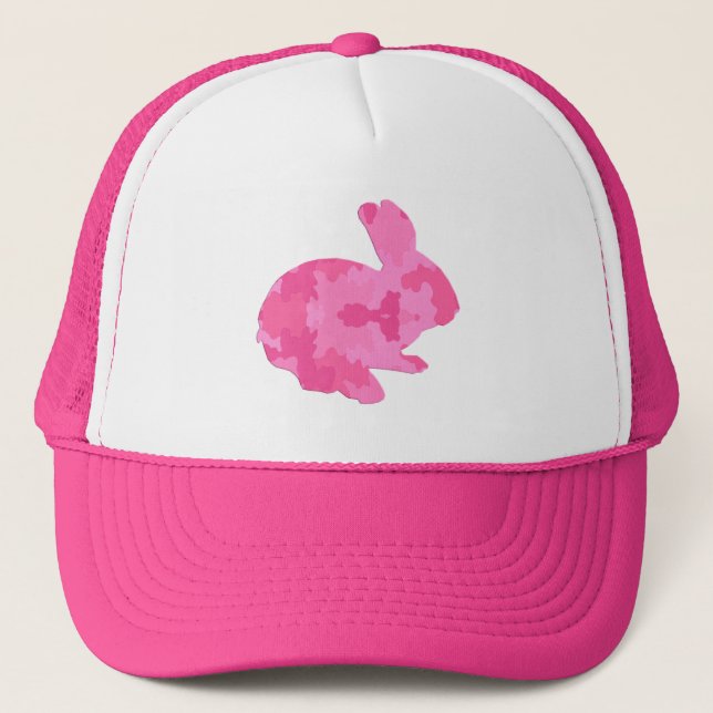 Pink Camouflage Silhouette Easter Bunny Hat (Front)