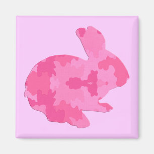 Pink Camouflage Silhouette Easter Bunny Magnet