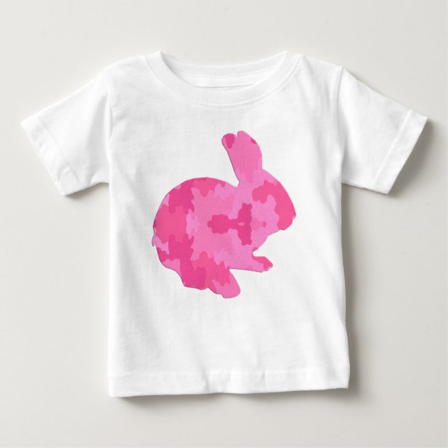 Pink Camouflage Silhouette Easter Bunny Shirt (Front)