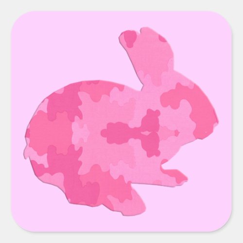 Pink Camouflage Silhouette Easter Bunny Stickers