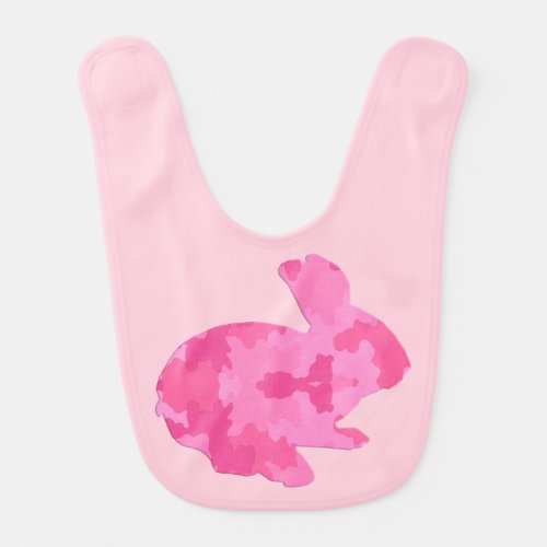 Pink Camouflage Silhouette Rabbit Baby Bib