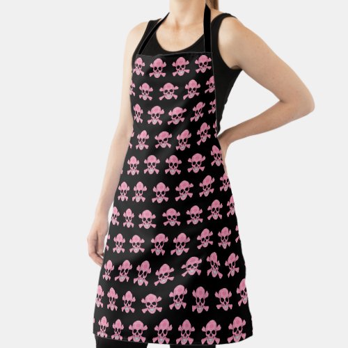 Pink Camouflage Skull And Crossbones Apron