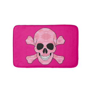 Pink Camouflage Skull And Crossbones Bath Mat