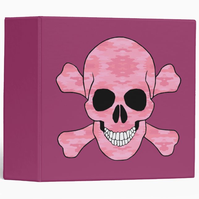Pink Camouflage Skull And Crossbones Binder (Front/Spine)