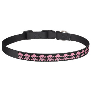 Pink Camouflage Skull And Crossbones Dog Collar