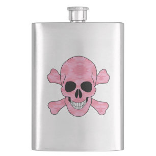Pink Camouflage Skull And Crossbones Flask