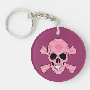 Pink Camouflage Skull And Crossbones Key Chain