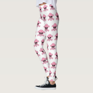Pink Camouflage Skull And Crossbones Leggings