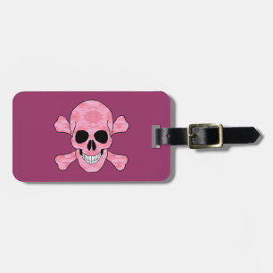 Pink Camouflage Skull And Crossbones Luggage Tag
