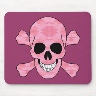 Pink Camouflage Skull And Crossbones Mouse Pad