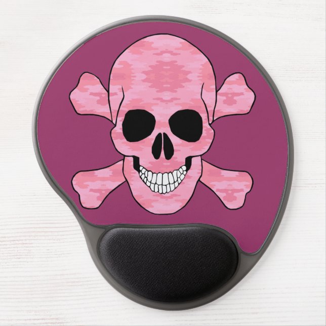 Pink Camouflage Skull And Crossbones Mouse Pad (Front)