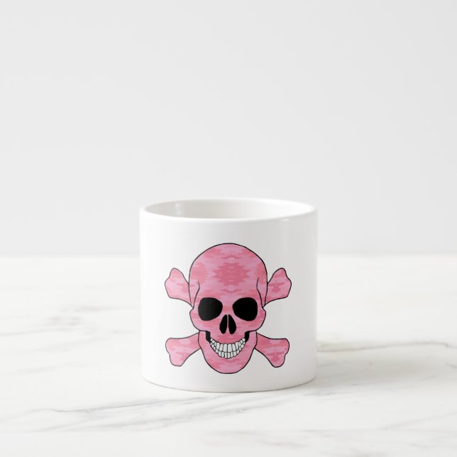 Pink Camouflage Skull And Crossbones Mug (Front)