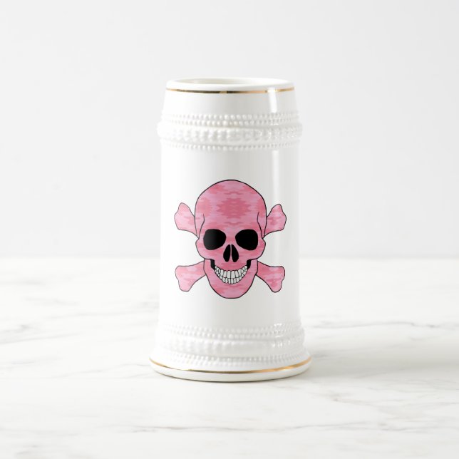 Pink Camouflage Skull And Crossbones Stein (Center)