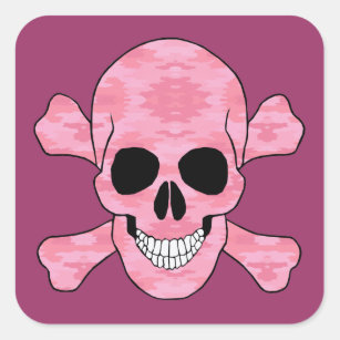 Pink Camouflage Skull And Crossbones Stickers