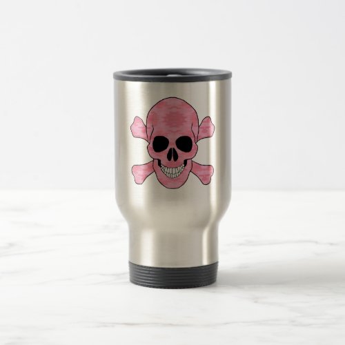 Pink Camouflage Skull And Crossbones Travel Mug