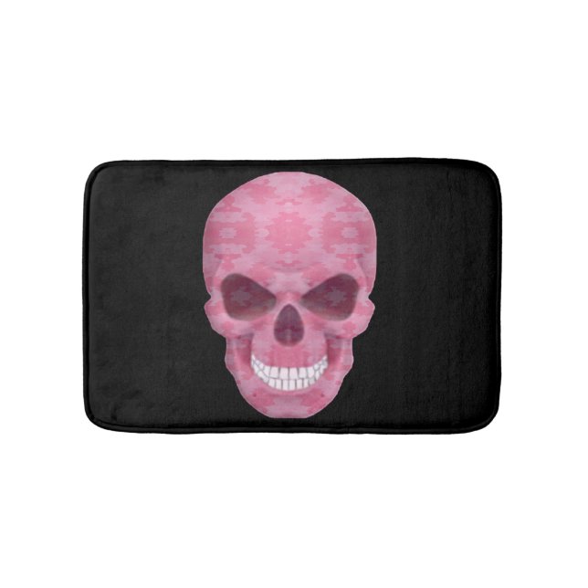 Pink Camouflage Skull Bath Mat (Front)