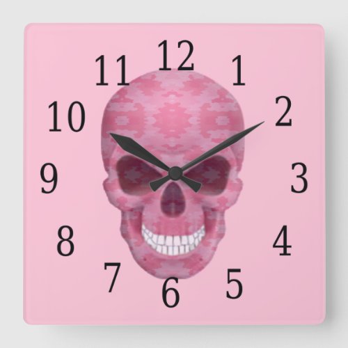 Pink Camouflage Skull Clock